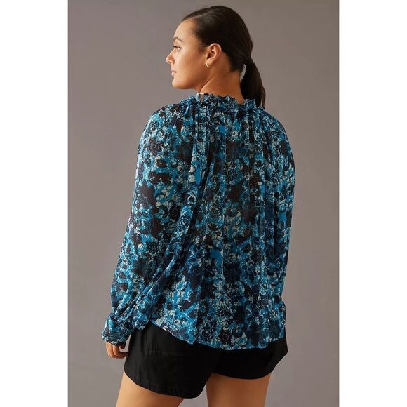 ✨Sheer Printed Peasant Sz. Small Blouse Anthropologie✨ - Picture 7 of 15